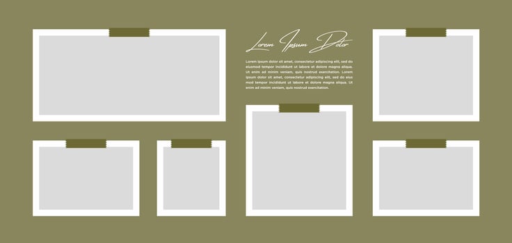 Pictures or photos frame collage. comics page grid layout abstract photo frames and digital photo wall template vector