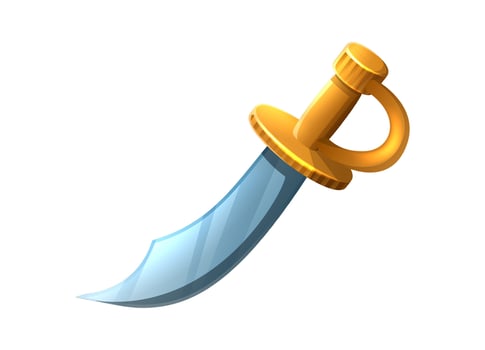 cartoon style icon illustration. Pirate sword with golden handle. vector