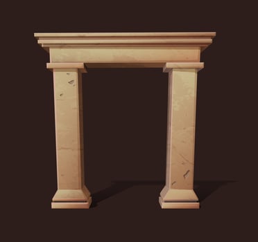3d vector icon illustration. Antique stone greek arch. Arhitectural element for games and ads.