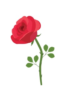 Rose flower vector illustration.  Red rose vector. Love flower. Floral clip art. Nature concept. Flowers and plants. Flat vector in cartoon style isolated on white background.
