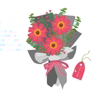 Bouquet of flower. Wild flower bouquet vector illustration. Summer flower. Floral bouquet wrapped in gift paper. Gift for special day, celebration day like birthday, teacher day, women day.