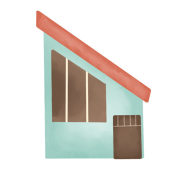 cute decorative simple houses, childrens illustration in watercolor png