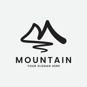mountain with river logo icon design vector illustration template