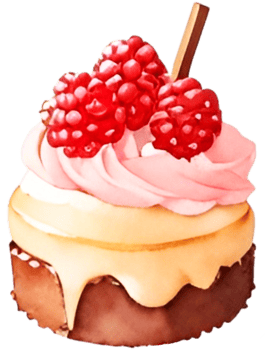 Ai Generated Watercolor Fruit Berry Dessert, Sweets Pink Cake Kawaii Clipart Bundle, Food Blogger Bakery, Cookies Cute Pastries png