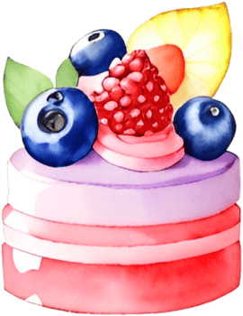 Ai Generated Watercolor Fruit Berry Dessert, Sweets Pink Cake Kawaii Clipart Bundle, Food Blogger Bakery, Cookies Cute Pastries png