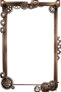 Steampunk border frame PNG transparent background Ai Generative