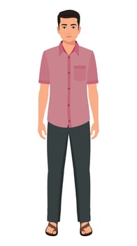 Indian village man front view character illustration for animation vector