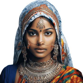 Indian girl With Colored Face, isolated png