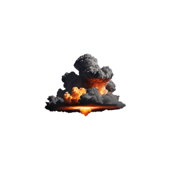 AI Generative explosion with smoke 3d , on transparent background PNG image