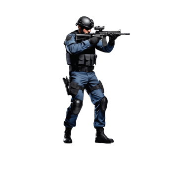 AI Generative soldier with rifle on transparent background PNG image