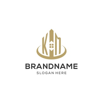 Initial KM logo with creative house icon, modern and professional real estate logo design vector
