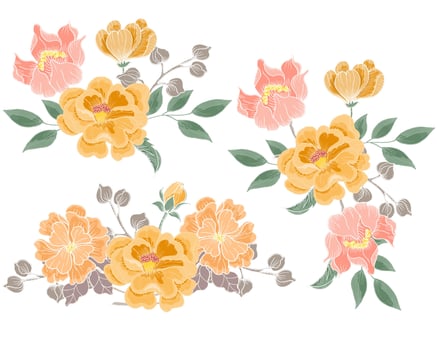 Hand Drawn Orange and Peach Flower vector