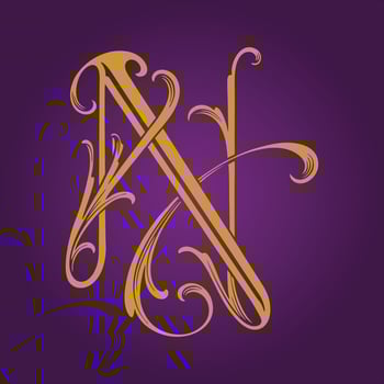 Elegant flourish letter N monogram logo classic style vector illustrations for your work logo, merchandise t-shirt, stickers and label designs, poster, greeting cards advertising business company