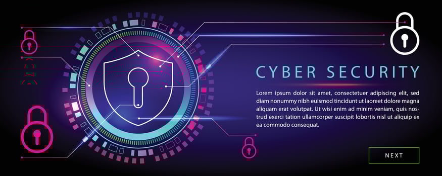 Technology Background Banner, Cyber Security Concept. vector