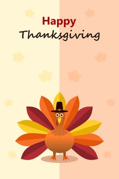 Celebration of Thanksgiving Day with turkey bird, vertical banner illustration vector