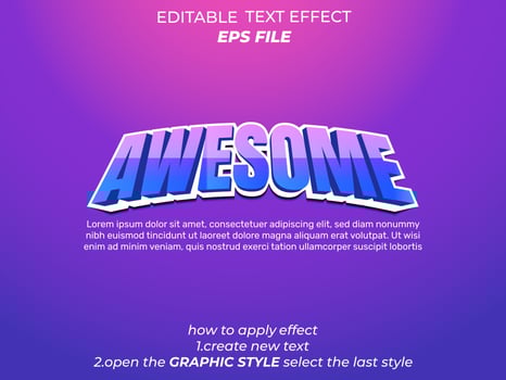 Awesome 3D editable text effect vector template