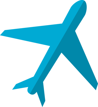 blue airplane symbol icon png