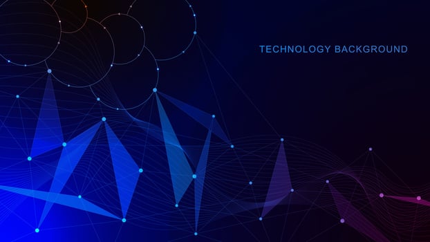Abstract technology and engineering background. Connecting dots and lines for network connection and global communication concept design. Vector illustration.
