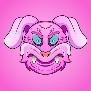 evil bunny monster head dead rabbit vector illustration design isolated on light background