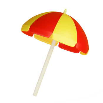 Beach umbrella isolated. 3D Rendering png