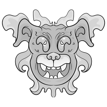 Line black and white Animal dog tattoo isolated in white background vector
