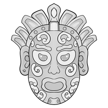 Black and white line african ethnic tribal ritual masks of different shape isolated on white background vector illustration.