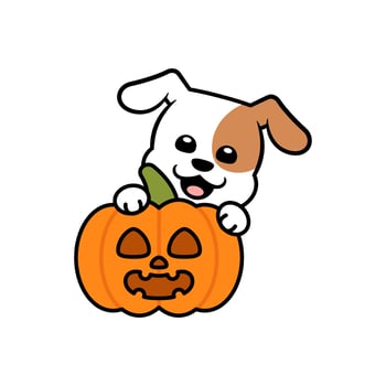 Vector Cute Dog With Jack o Lantern