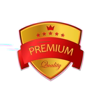 premium quality badge with gold color vector