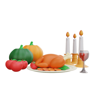 3d rendering Thanksgiving Feast png