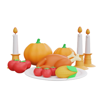 3d rendering Thanksgiving Feast png