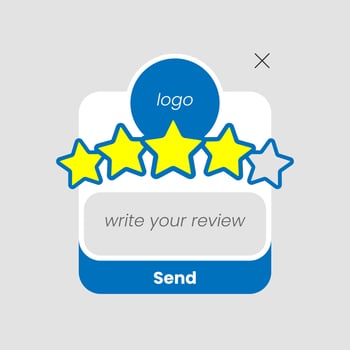 Give star rate and write review button pop up message concept illustration flat design vector. modern graphic element for landing page ui, infographic, icon vector
