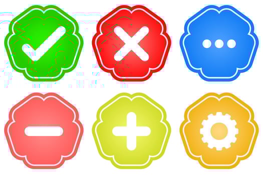 Right wrong cross customize Jagged shape colors icon set vector