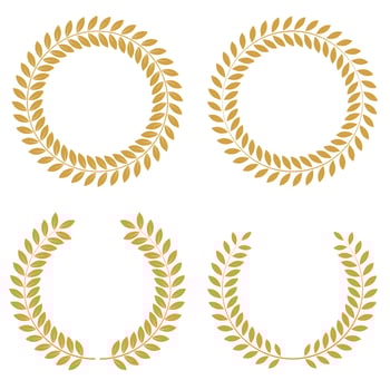 Laurel Wreath Golden Leaves silhouettes symbol of victory vector