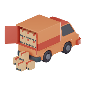 Delivery van cardboard boxes logistics icon 3D render. png