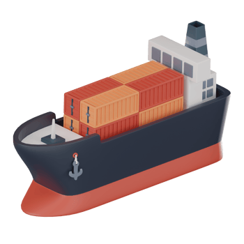 Cargo ship logistics icon 3D render. png