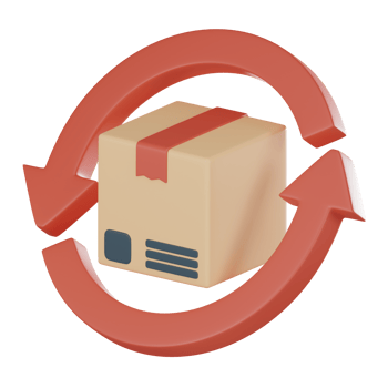 Exchange goods return parcel sign icon, efficient and convenient returns and exchanges 3D render png