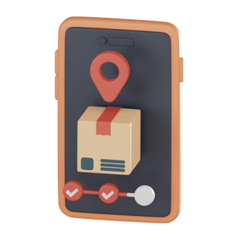 Mobile phone delivered order cardboard box icon online tracking solutions 3D render png