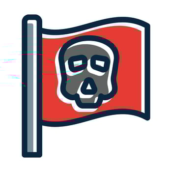 Pirate Flag Vector Thick Line Filled Dark Colors