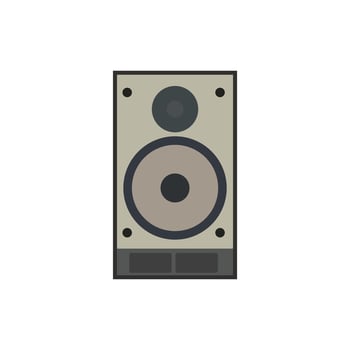 vintage audio speaker flat design vector illustration. Loudspeaker. Audio equipment to produce sound.