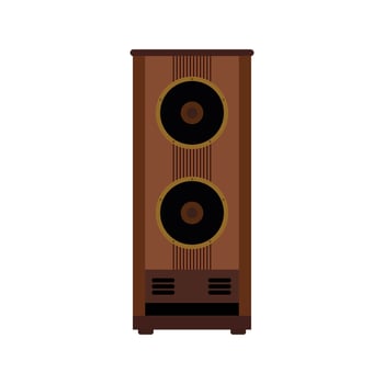 vintage audio speaker flat design vector illustration. Loudspeaker. Audio equipment to produce sound.