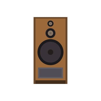 vintage audio speaker flat design vector illustration. Loudspeaker. Audio equipment to produce sound.