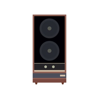 vintage audio speaker flat design vector illustration. Loudspeaker. Audio equipment to produce sound.