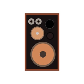 vintage audio speaker flat design vector illustration. Loudspeaker. Audio equipment to produce sound.