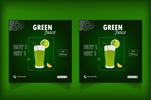 Special juice drink menu social media post template,  Perfect for social media post, Set of Orange Juice social media post templates,  Suitable for restaurant menu. vector