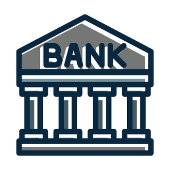 Bank Vector Thick Line Filled Dark Colors