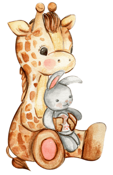 Watercolor hand drawn cute small baby giraffe. png