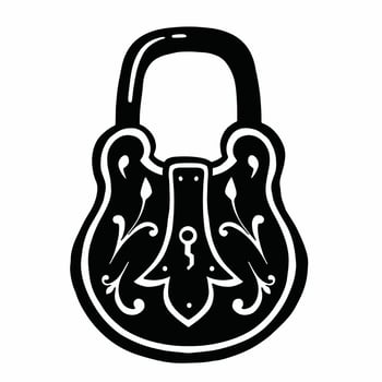 Door lock silhouette black, protection, vector illustration eps10