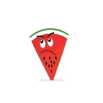 Watermelon cartoon, fresh fruit vector illustration, with different faces and expressions. Comic watermelons vector