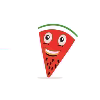 Watermelon cartoon, fresh fruit vector illustration, with different faces and expressions. Comic watermelons vector