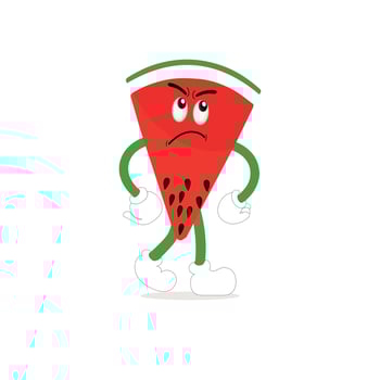 Watermelon cartoon, fresh fruit vector illustration, with different faces and expressions. Comic watermelons vector